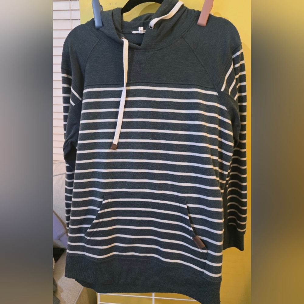 Striped Women's Hoodie - Navy and White